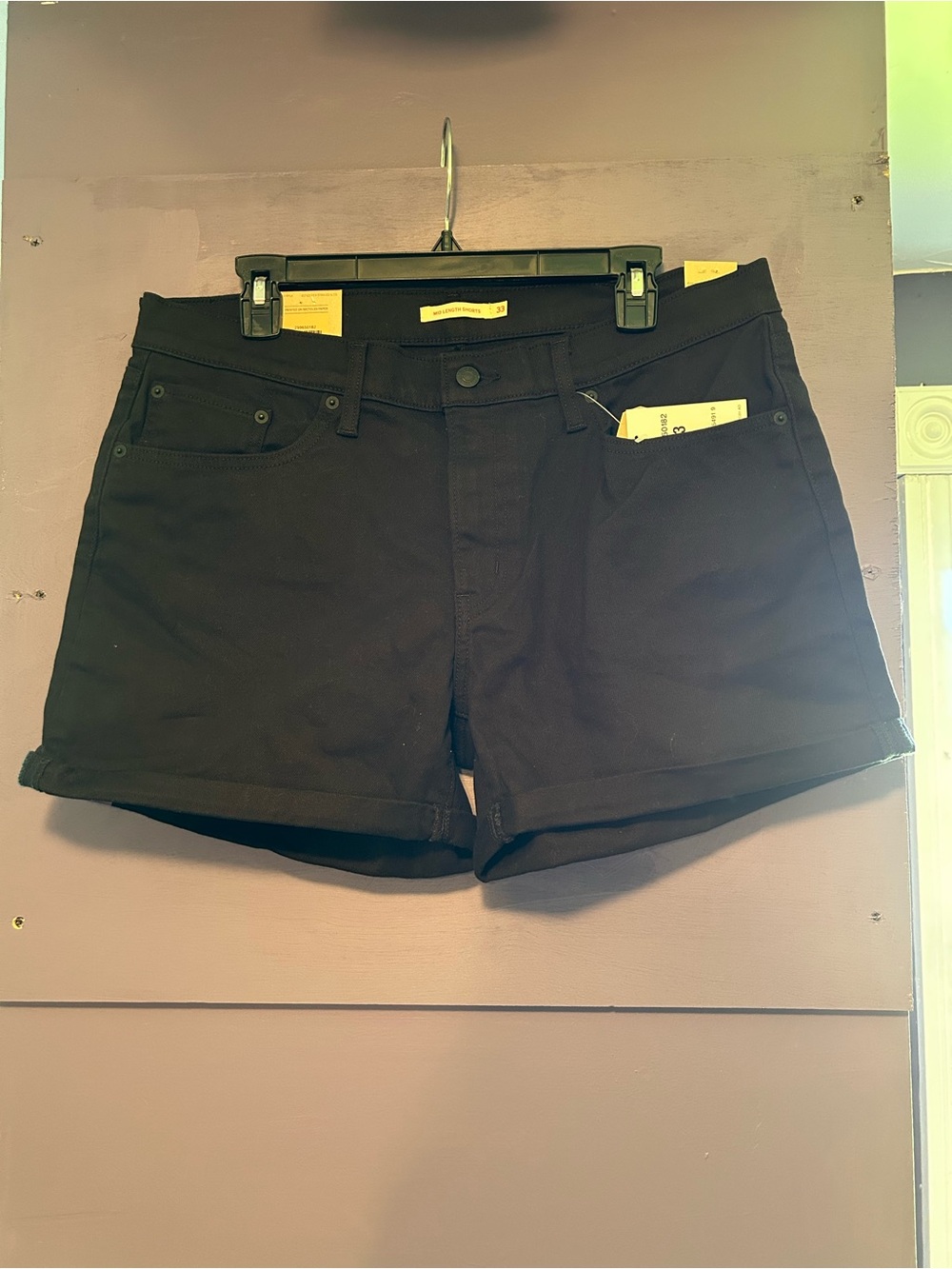 Levi's Black Cuffed Denim Shorts